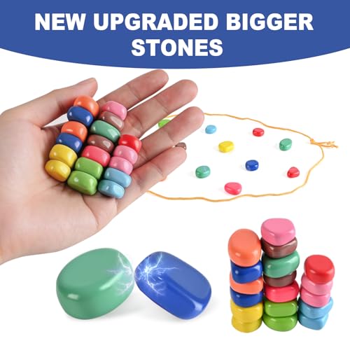 Magnet Game with String, Magnetic Chess Game with Stones – 20 Magnetic Stones Game, Strategy Party Travel Game for Adults