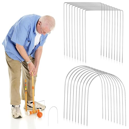 18 Pcs Croquet Wickets Set 11.5 x 6.1 Inch Square Arch Wickets Replacement for Croquet Metal Hoops with Galvanized Rustproof Wicket Replacement for Lawn Backyard Outdoor Sport Game