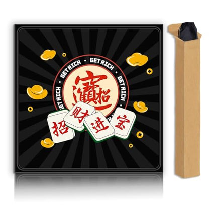 Mahjong Mat, Non-Slip Noise Reducing Game Mat, 31.5 Inch Mahjong Table Mat,Mahjong Mat with Cloth Bag and Carton Storage,Suitable for Mahjong, Dominoes, Solitaire and Other Games. (Rich-Black) - color: Rich-black