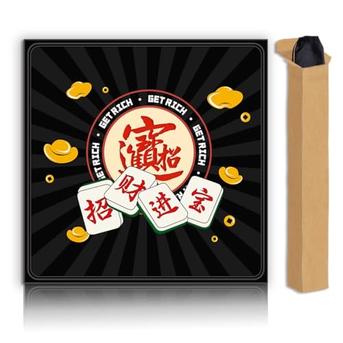 Mahjong Mat, Non-Slip Noise Reducing Game Mat, 31.5 Inch Mahjong Table Mat,Mahjong Mat with Cloth Bag and Carton Storage,Suitable for Mahjong, Dominoes, Solitaire and Other Games. (Rich-Black) - color: Rich-black