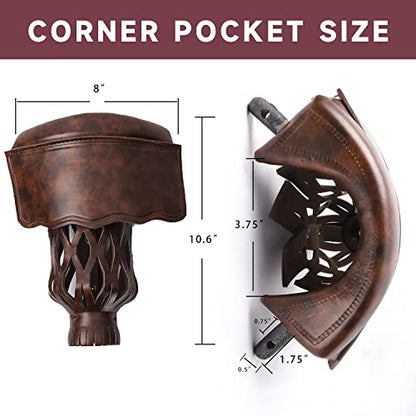 GSE Games & Sports Expert Set of 6 Heavy Duty PU Leather Billiard Pool Table Pockets, Billiard Pool Table Accessories (Several Colors & Styles Available) - color: Walnut - Smooth