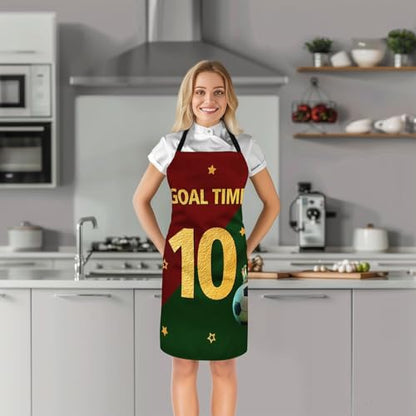 Manfei Baseball Kids Kitchen Apron - color: Green Red