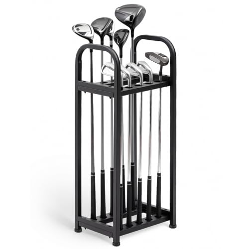 Hicarer 10 Hole Golf Club Holder Metal Golf Club Organizer Stand Rack Putter Stand Display for Indoor and Outdoor Use Home, Black - style: 10 Hole