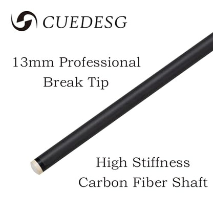 Carbon Fiber Break Cue Pool Stick,3 Piece Breaking Cue Stick,Low Deflection Jump Break Cue,13mm Pro Tip with PU Bag - color: 23oz_Black