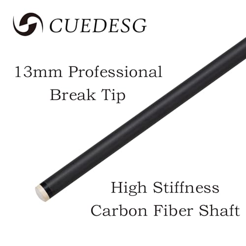 Carbon Fiber Break Cue Pool Stick,3 Piece Breaking Cue Stick,Low Deflection Jump Break Cue,13mm Pro Tip with PU Bag - color: 23oz_Red