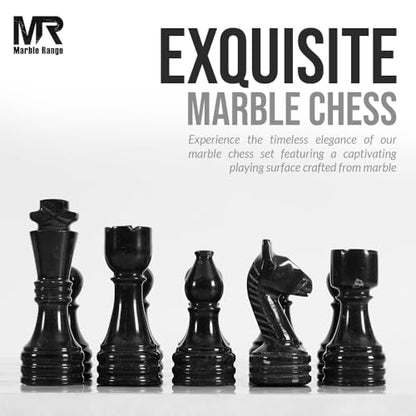 Marble Chess Set 15" Inches White and Black with Storage Box and 2 Extra Queen Handmade Classic Board Games for Adults, Luxury Marble Chess Board & Chess Pieces for Gifts - color: White & Black