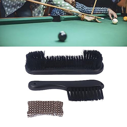 Septpenta Billiard Table Rail Brush Cleaning Tool, Billiard Table Brush Set with Cue Cleaning Cloth, Made of PVC and Solid Wood, for Wooden Billiard Accessories Kit(Black) - color: Black