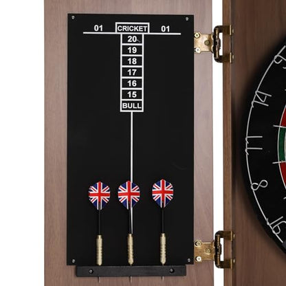 Pro Dartboard Cabinet Set 2 in 1 Dart Boards for Adults Wall Mounted Dart Board with 6 Darts & Scoreboard Sisal Board Dartboard Cabinet for Homes, Bedrooms, Bars, Clubs