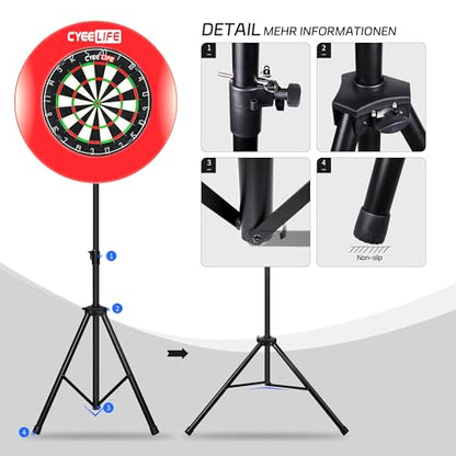CyeeLife Dartboard Stand, Professional Portable Tripod Dartboard Travel Stand, Black