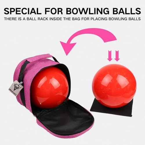 Compact Single Bowling Ball Tote Bag for Spare Ball, Lightweight One-Ball Bowling Bag with Built-In Ball Holder, Easy Carry Handle, Durable for Practice & League Play - color: Purple