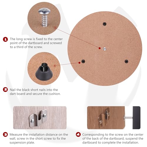 Dartboard Hanger - Wall Mounting Kit with Hooks for Dartboard