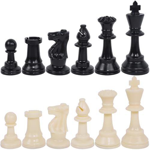 Juegoal Plastic Chess Pieces Only, 32 Pieces Each Chessmen Pieces, 3.75 Inch King Figures Chess Game Pawns Figurine Pieces, Replacement of Missing Piece