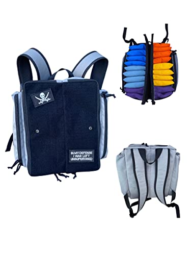 Cornhole Backpack -16 to 24 Bean Bags- Bag Set, corn hole Book bag - Professional Cornhole Carrying Case- Storage, Pockets & Adjustable Straps - Cornhole Accessories *NEW and improved!