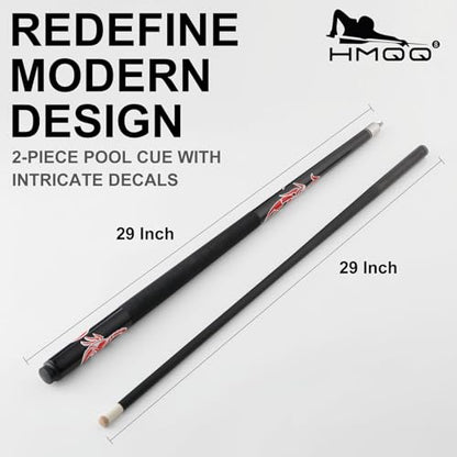 HMQQ 58" 2-Piece Fiberglass Graphite Composite Billiard Pool Cue Sticks (Several Colors Available, Weight from 19oz 21oz) - color: Black, style: 19oz