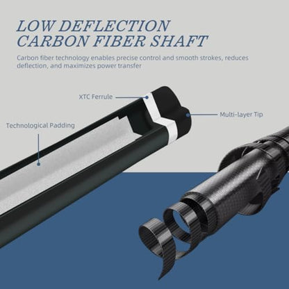 KONLLEN Carbon Fiber Pool Cue Stick 58-inch Professional Pool Sticks for Adults Full Carbon Technology Low Deflection Pool Cue Billiard Cues with 12.5mm Tip (Easy to Control, Pro Taper, Ultra-Smooth) - color: 002 white blue