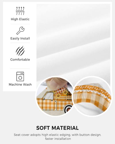 Office Chair Cover, Sunflower Farm Truck Thanksgiving Pumpkin Harvest Protective Stretch Elastic Universal Cover for Desk Task Chair,Computer Rotating Chair 1 Pcs Fall Orange Buffalo Grid Leaf