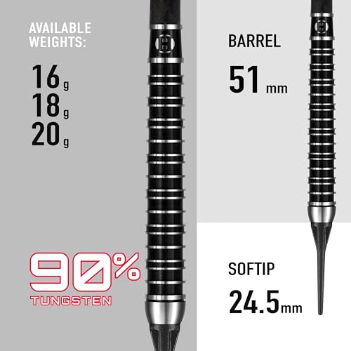 Harrows SUPERGRIP Ultra 90% Tungsten Soft Tip Darts Set. Available in 18g, 21g, 22g - Includes Supergrip Carbon Shafts, Supergrip Flights & Travel Case