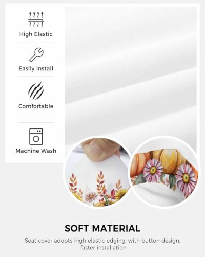 Savannan Office Chair Cover, Thanksgiving Pumpkin Floral Protective Stretch Elastic Universal Cover for Desk Task Chair,Computer Rotating Chair 1 Pcs Autumn Sunflower Leaves
