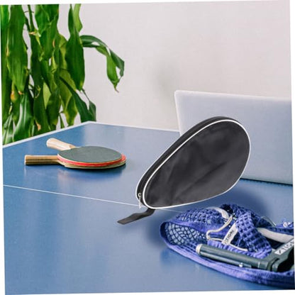 Mikikit Reusable Table Tennis Racket Storage Bag with Zipper and Elastic Band Lightweight Protective Case with Ball Compartment Practical Organizer for Pong Paddle Portable Space Saving
