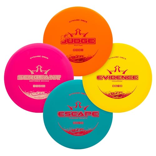 Dynamic Discs Drift Disc Golf Starter Set | 4 Piece Disc Golf Set for Beginners | EMAC Judge, Evidence, Escape, Sergeant | Lightweight, Floating Plastic for Longer Flights | 120-130g (Colors May Vary) - size: 4 Pack