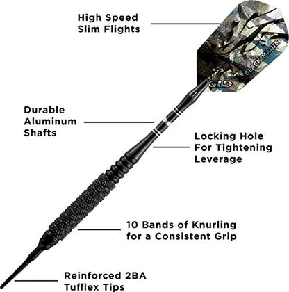 Viper Black Magic Soft Tip Darts, 18 Grams - style: Coarse Knurling