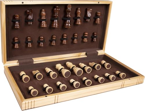 Premium Wooden Chess Set, 15.7 Inches Chess Board Game Set for Adults - Folding Board - Pieces Storage Slots, Handmade Portable Travel Chess Game - Beginner Chess Set for Kids, 6 up Age - size: Large (15 Inch)