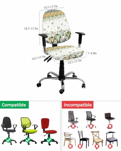 Savannan Office Chair Cover, Sunflower Pumpkin Green Butterfly Protective Stretch Elastic Universal Cover for Desk Task Chair,Computer Rotating Chair 1 Pcs Black White Plaid Lattice