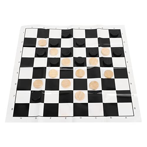 Qinlorgo Wooden International Checkers, 28 Piece Grain Wood Chess Set with Reversible Board for Kids and Adults, Classic Indoor Outdoor Game for Family, Camping, Backyard