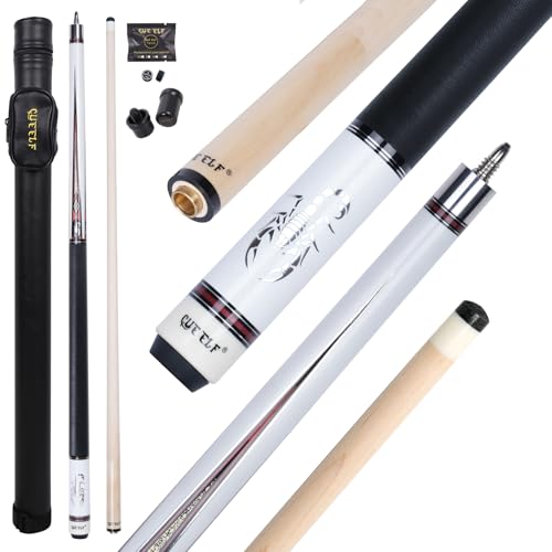 CUEELF Pool Cue Stick for Adults Professional Low Deflection Shaft Billiard Stick 12.5mm Tip Canadian Maple Pool Cue Stick with Titanium Alloy Joint - color: SCO-X-WHITE-SET, size: 21 oz