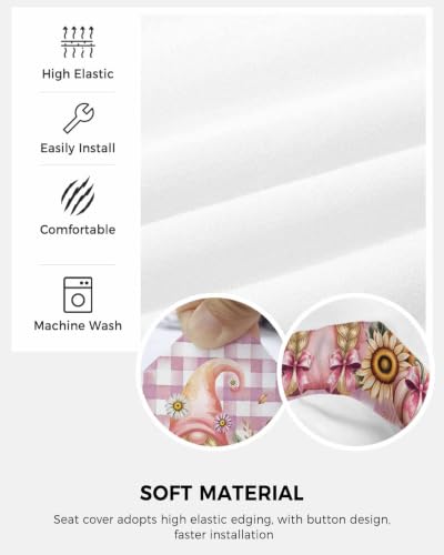 Savannan Office Chair Cover, Autumn Sunflowers Pumpkins Protective Stretch Elastic Universal Cover for Desk Task Chair,Computer Rotating Chair 1 Pcs Gnome Flowers on Plaid