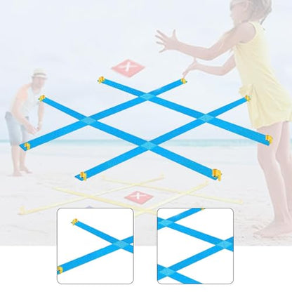Giant Outdoor Toe-Throwing Game Set, Versatile, with Ground Stakes, Ideal for Garden, Holidays, Barbecues and, Blue A
