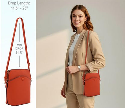 Solene Small Crossbody Bag with Gold Hardware, Mini Shoulder Purse with Adjustable Strap - color: Burnt Orange