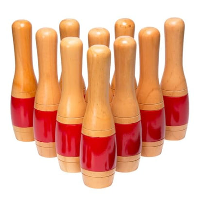HEY! PLAY! 11" Wooden Lawn Bowling Set Game
