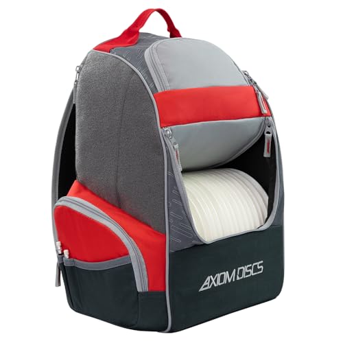 Axiom Discs Shuttle Disc Golf Backpack Bag (Choose Your Style and Color) - color: Dark Gray/Red, style: With Velcro Side Panel