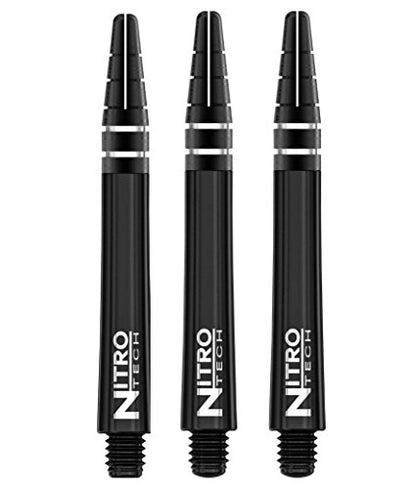 RED DRAGON Nitrotech Medium Dart Shafts - Flight Locking System for Secure Setup & Compact Control - Transparent Polymer, 42mm, 9 shafts Shafts (3 Sets), Black, Gray, White