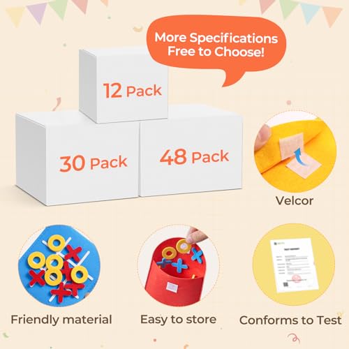 JoyCat 48 Pack Tic Tac Toe Party Favors for Kids, Felt Travel Board Games with Storage Pouch, Classroom Prizes, Goodie Bag Stuffers, Birthday Gifts for Students(Classic) - style: Classic