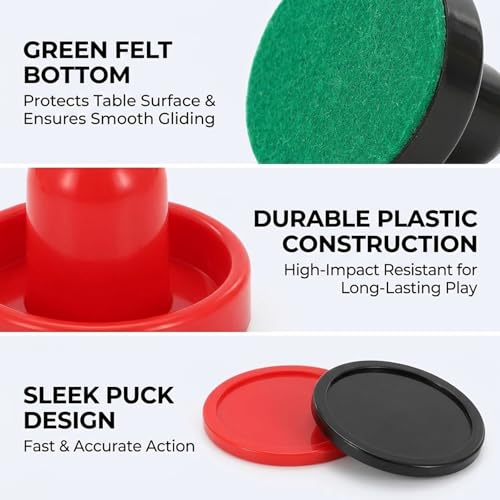 Air Hockey Pucks and Paddles Set, 16 Replacement Parts for Air Hockey Table, Smooth Surface Professional Mini Air Hockey Pucks, Standard Size Paddles with Durable Materials for Competitive Play