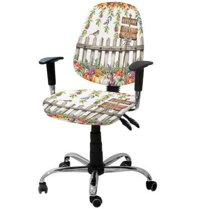 Savannan Office Chair Cover, Rustic Pastoral Botanical Theme Protective Stretch Elastic Universal Cover for Desk Task Chair,Computer Rotating Chair 1 Pcs Autumn Flower Leaf Pumpkin