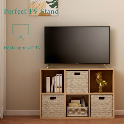 OSCHF 6-Cube Storage Shelf Bookcase, Oak - color: Oak, size: 6-Cube