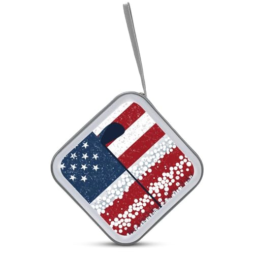 Golf with U.S. Flag Funny CD Case 40 Capacity DVD Storage Holder Portable Disc Wallet Organizer Bag for Home Travel