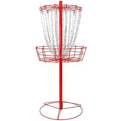 Remix Double Chain Red Disc Golf Basket with Deluxe Backpack and 3 Disc Set