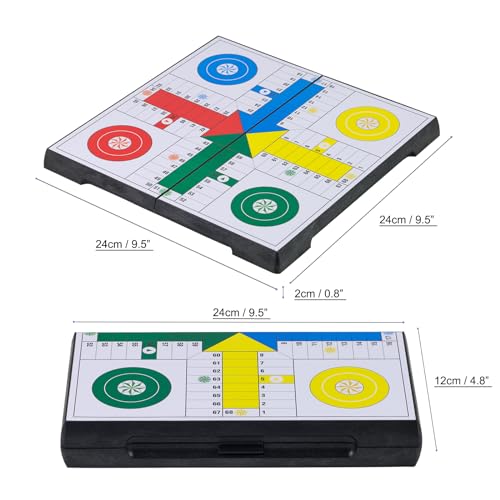 Ludo Game Board Set -9.5”, Magnetic Folding Travel Classic Strategy Game (Rounded Corner) - style: Rounded Corner