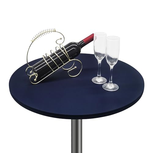 Small Round Fitted Table Cover Cocktail Table Topper Cap Elastic Tablecloth Stretch Spandex Tables Cloth for Bar Pub Party Navy 24 Inch - color: Navy, size: 24" (Round)