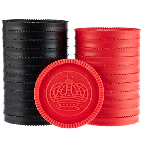 BBG Deluxe Full Set of Jumbo Checkers for Checkers & Tic Tac Toe Games - Large 2.75 Inch Diameter!
