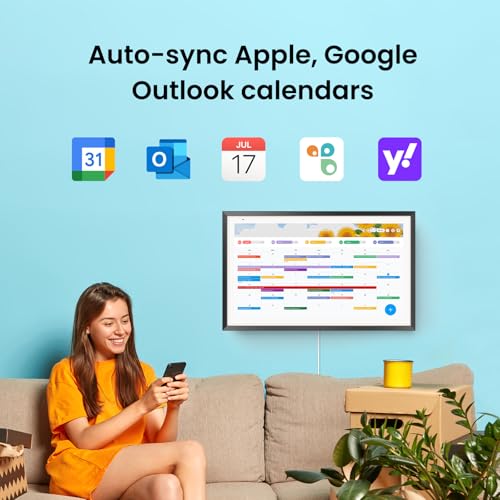 Apolosign 15.6-inch Digital Family Calendar, No Subscription Fee, Smart Wall Planner with Calendar Sync, Chore Chart & Touchscreen Display for Busy Families, Dual Mode, with Stand(Black) - color: Black