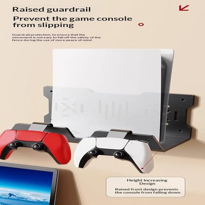 Multi Functional Controller Wall Mount Rack with Storage Compartment and Enhanced Cooling Systems Game Accessories Stand Multi-Functional Wall-Mounted Game Controller Storage Rack