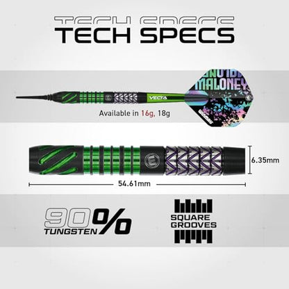 Winmau Darts - Michael Van Gerwen | Mike Maloney | Leonard Gates - Professional Players - Soft Tip Darts - Includes Dart Flights and Shafts - size: 16G - Soft Tip