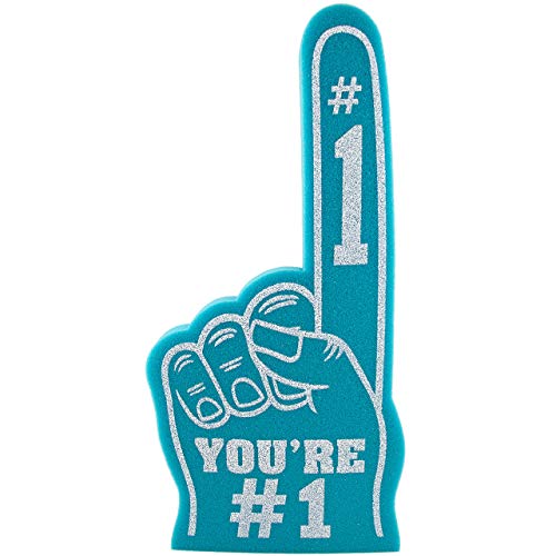 Giant Foam Finger 18 Inch- You're Number 1 Foam Hand for All Occasions - Cheerleading for Sports - Exciting Vibrant Colors use as Celebration Pom Poms- Great for Sports Events Games School Business - color: teal