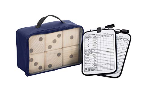 TRIUMPH Giant Wooden Lawn Dice - Includes 6 Large Lawn Dice, Dry-Erase Scorecards, Markers and Carry Bag