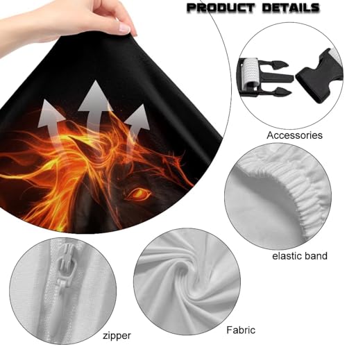 Suobstales Horse Fire Pattern Gaming Chair Cover, Stretchable Computer Office Chair Cover for Armchair, Swivel Chairs, Computer Boss Chair, Removable Chair Slipcovers with Armrest Cover - color: Horse Fire
